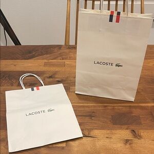 Lacoste White and Red Shopping Bags